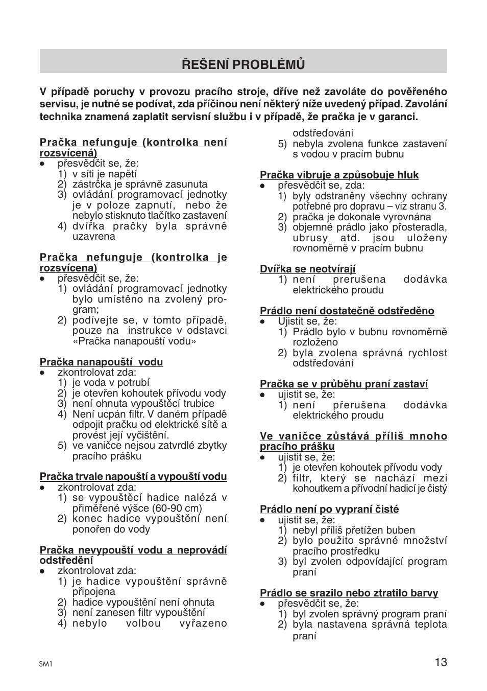 Řešení problémů | Ardo A1000X User Manual | Page 29 / 88