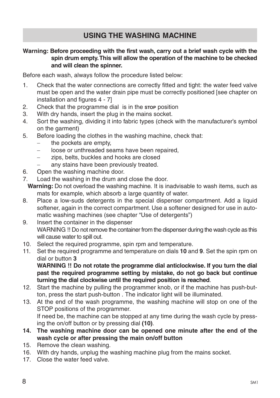 Using the washing machine | Ardo A1000X User Manual | Page 66 / 88