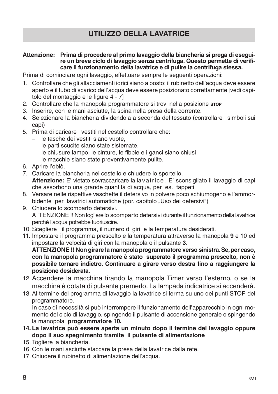 Utilizzo della lavatrice | Ardo A1000X User Manual | Page 80 / 88