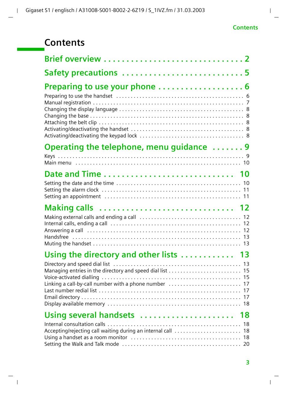 Siemens Gigaset S1 User Manual | Page 3 / 32