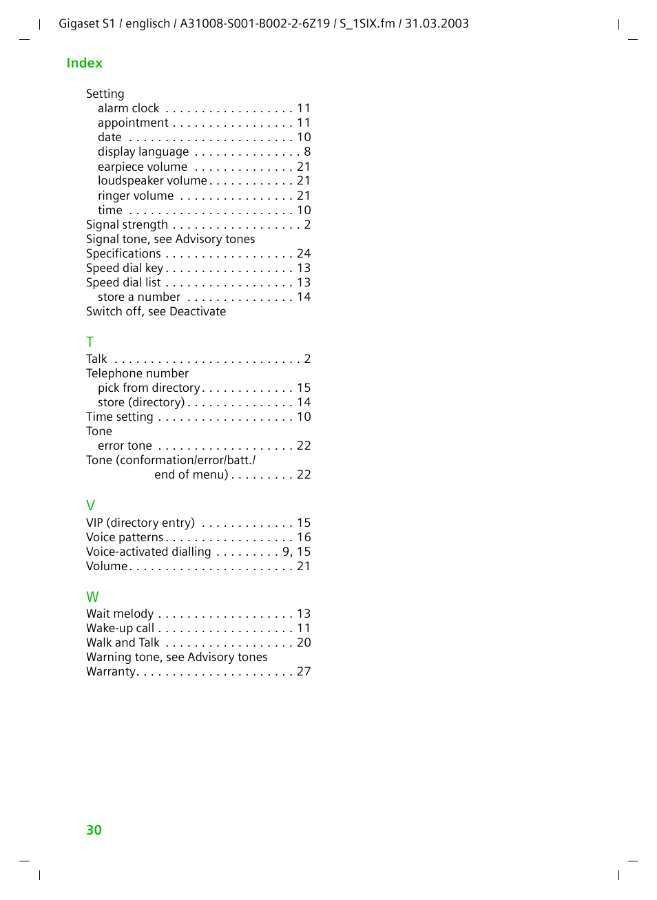 Siemens Gigaset S1 User Manual | Page 30 / 32