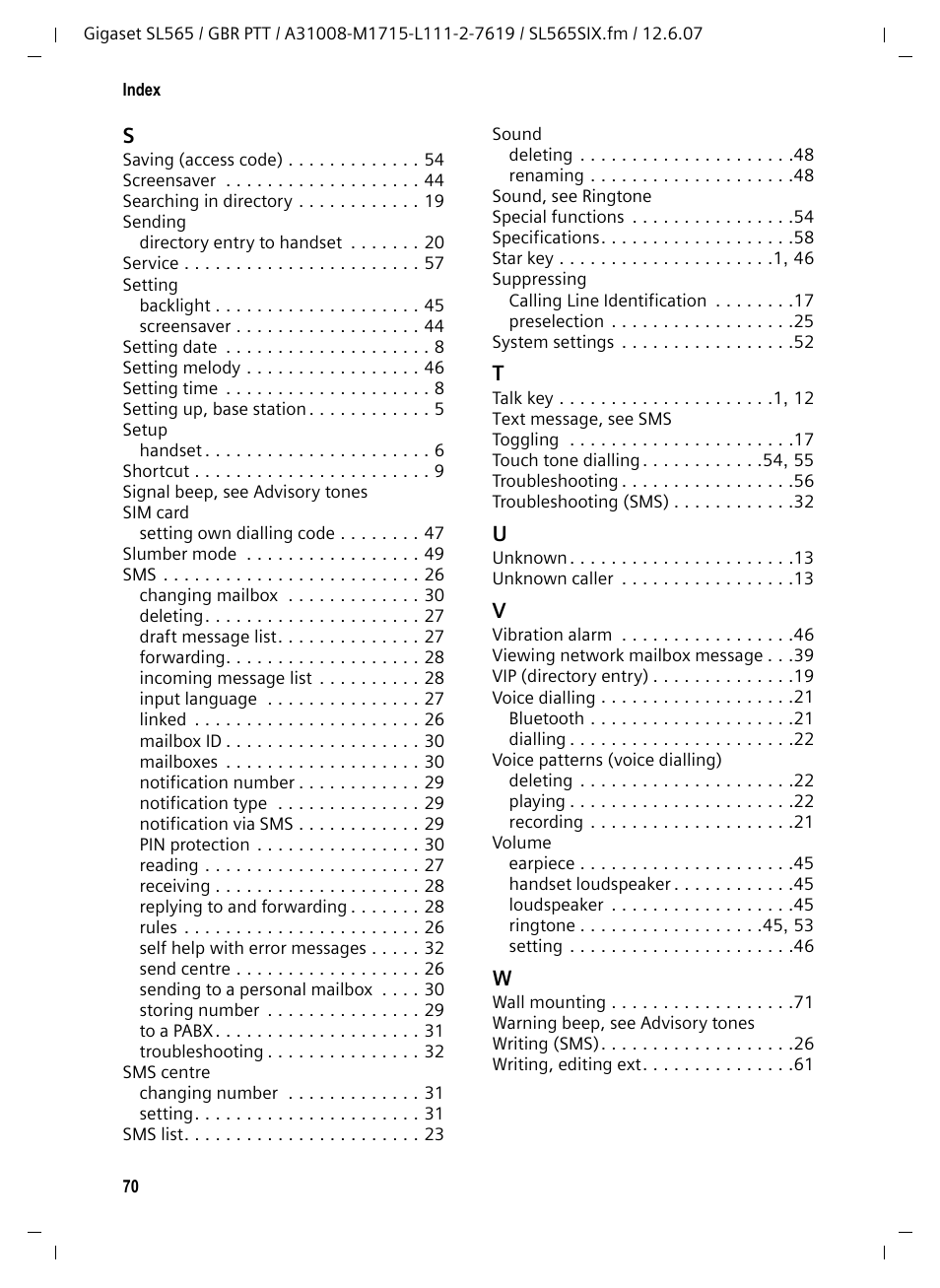 Siemens Gigaset SL565 User Manual | Page 71 / 72