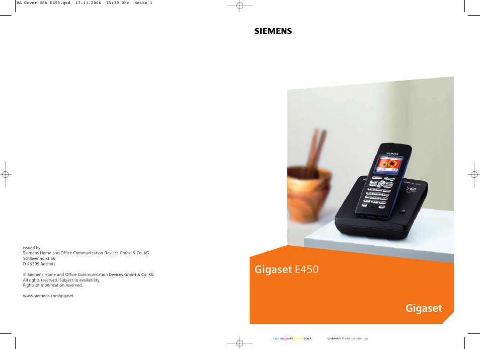 Siemens Gigaset E450 User Manual | 46 pages