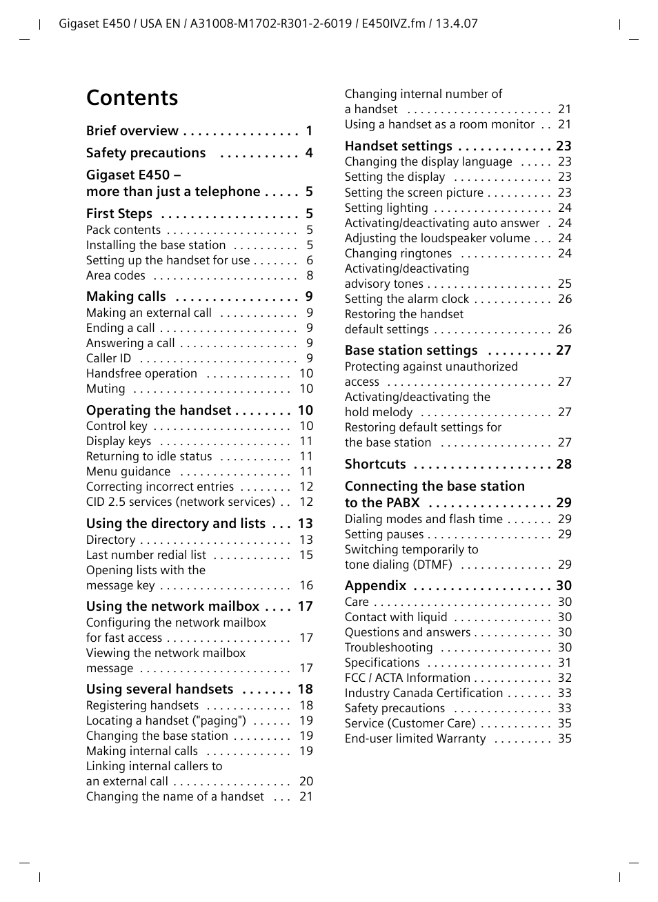 Siemens Gigaset E450 User Manual | Page 3 / 46