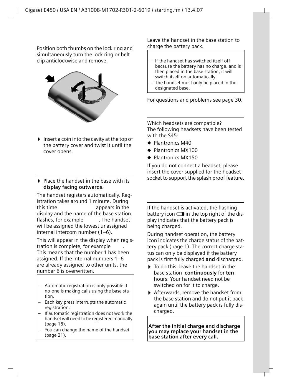 Headset socket | Siemens Gigaset E450 User Manual | Page 8 / 46