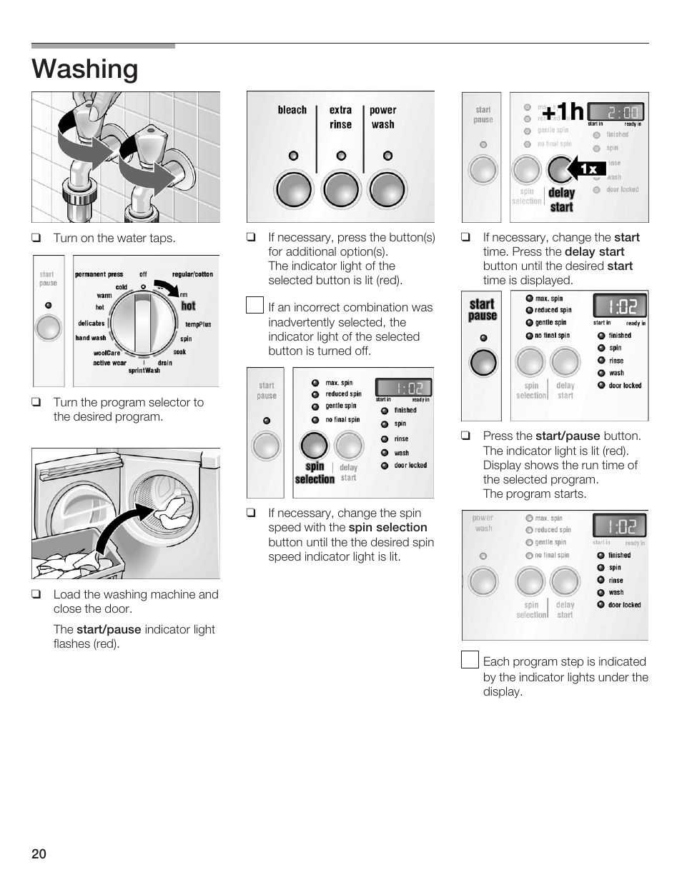 Washing | Siemens WFXD5200UC User Manual | Page 21 / 89