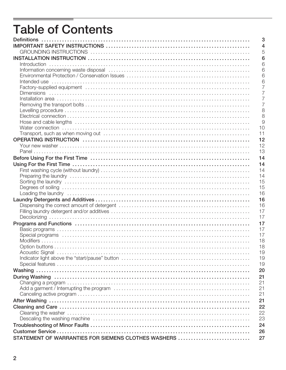 Siemens WFXD5200UC User Manual | Page 3 / 89