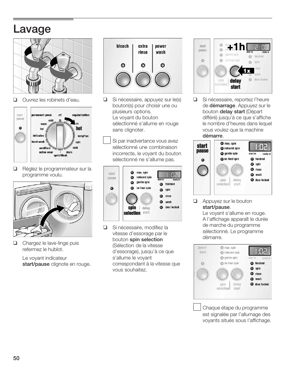 Lavage | Siemens WFXD5200UC User Manual | Page 51 / 89