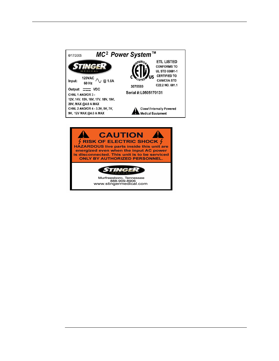 Warning labels, Emi (electromagnetic interference) information | Stinger MC POWER SYSTEM MC2 User Manual | Page 10 / 64