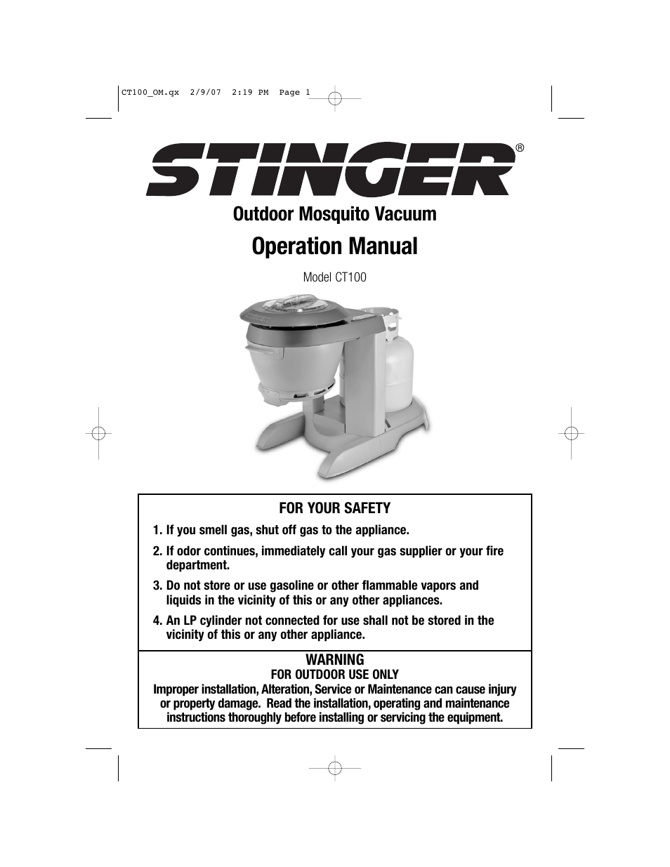 Stinger CT100 User Manual | 13 pages