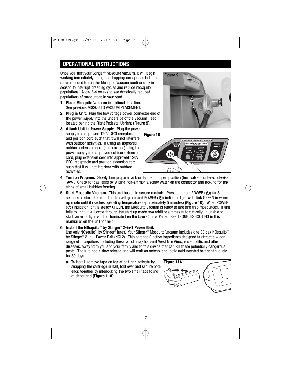 Operational instructions | Stinger CT100 User Manual | Page 7 / 13