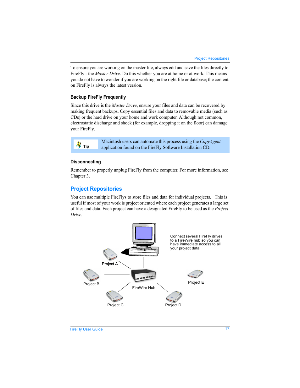 Backup firefly frequently, Disconnecting, Project repositories | Backup firefly frequently disconnecting | SmartDisk Rover none User Manual | Page 17 / 25
