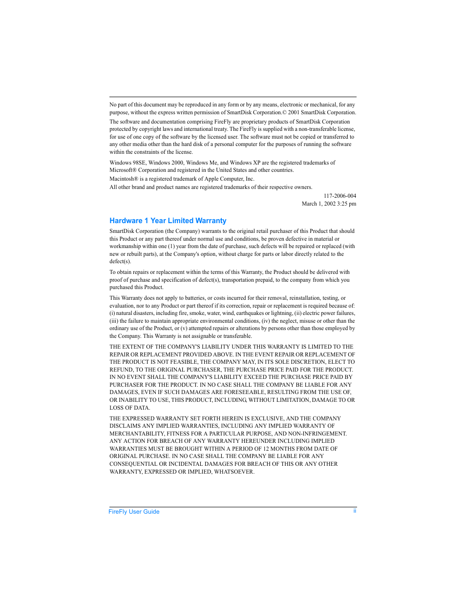 SmartDisk FireFly USBFF05P User Manual | Page 2 / 23
