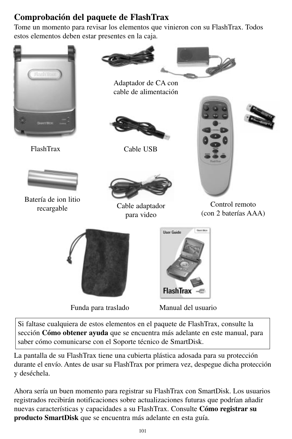 Comprobación del paquete de flashtrax | SmartDisk MP3 User Manual | Page 104 / 156