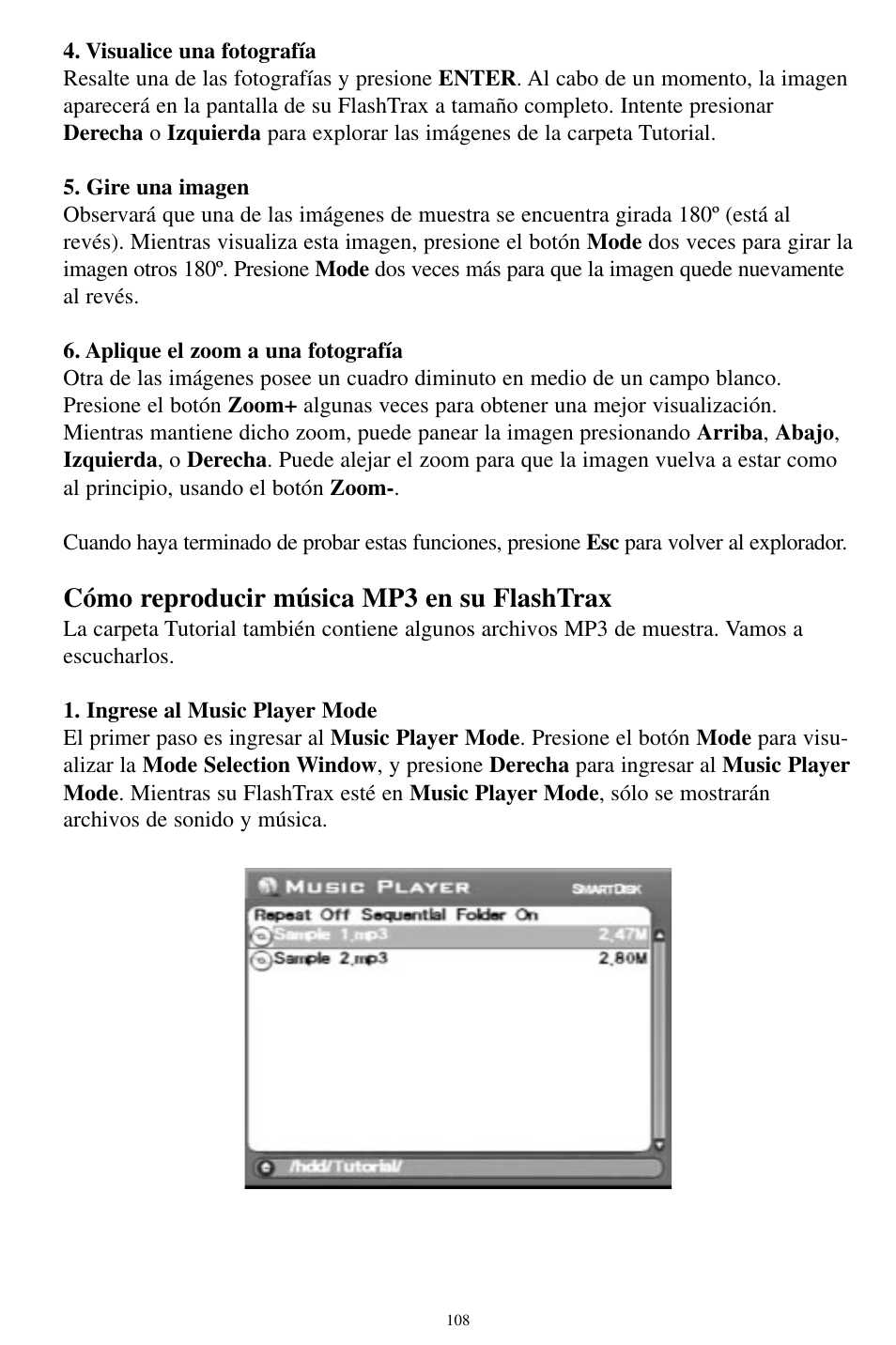 Cómo reproducir música mp3 en su flashtrax | SmartDisk MP3 User Manual | Page 111 / 156