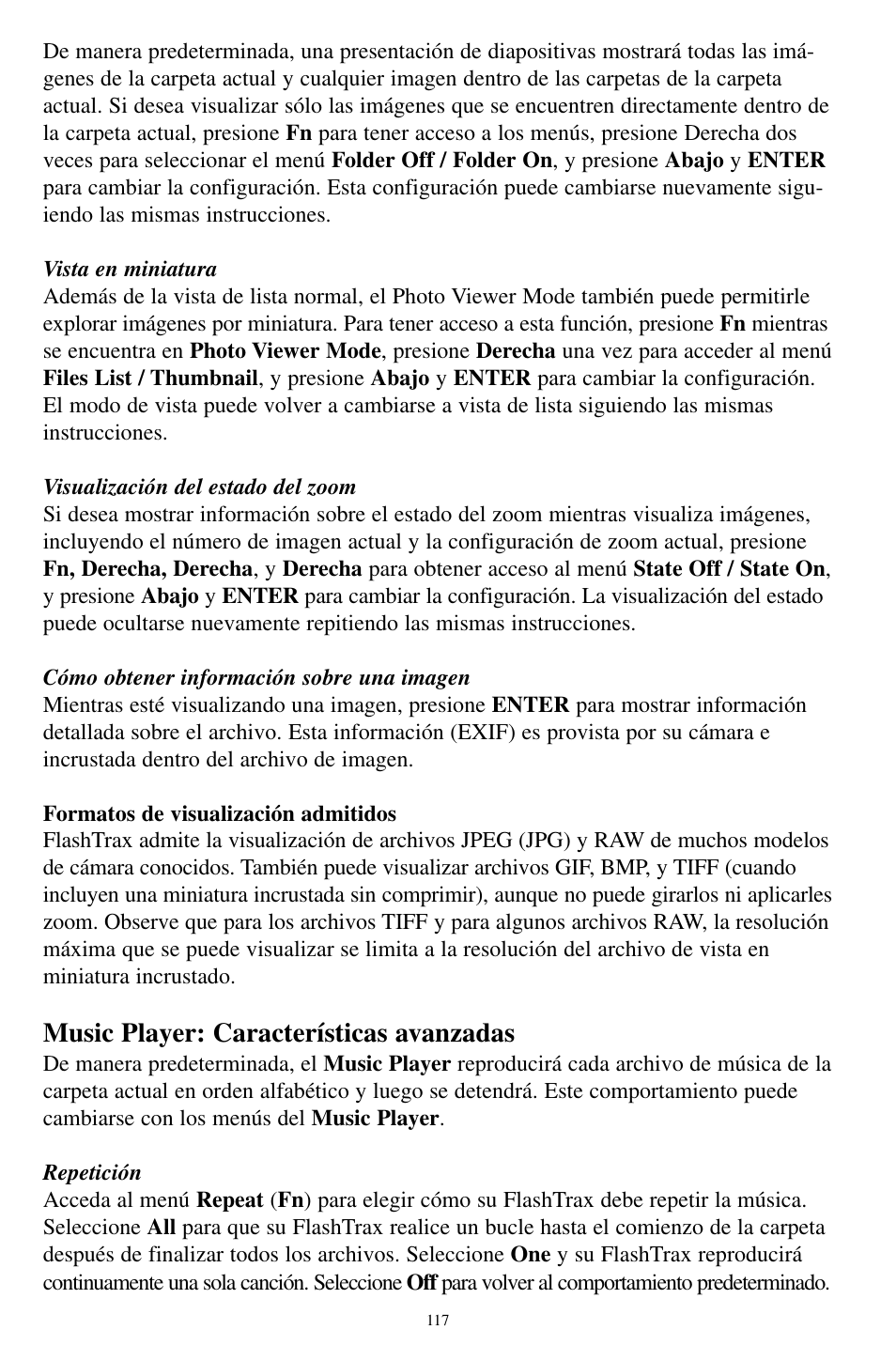 Music player: características avanzadas | SmartDisk MP3 User Manual | Page 120 / 156