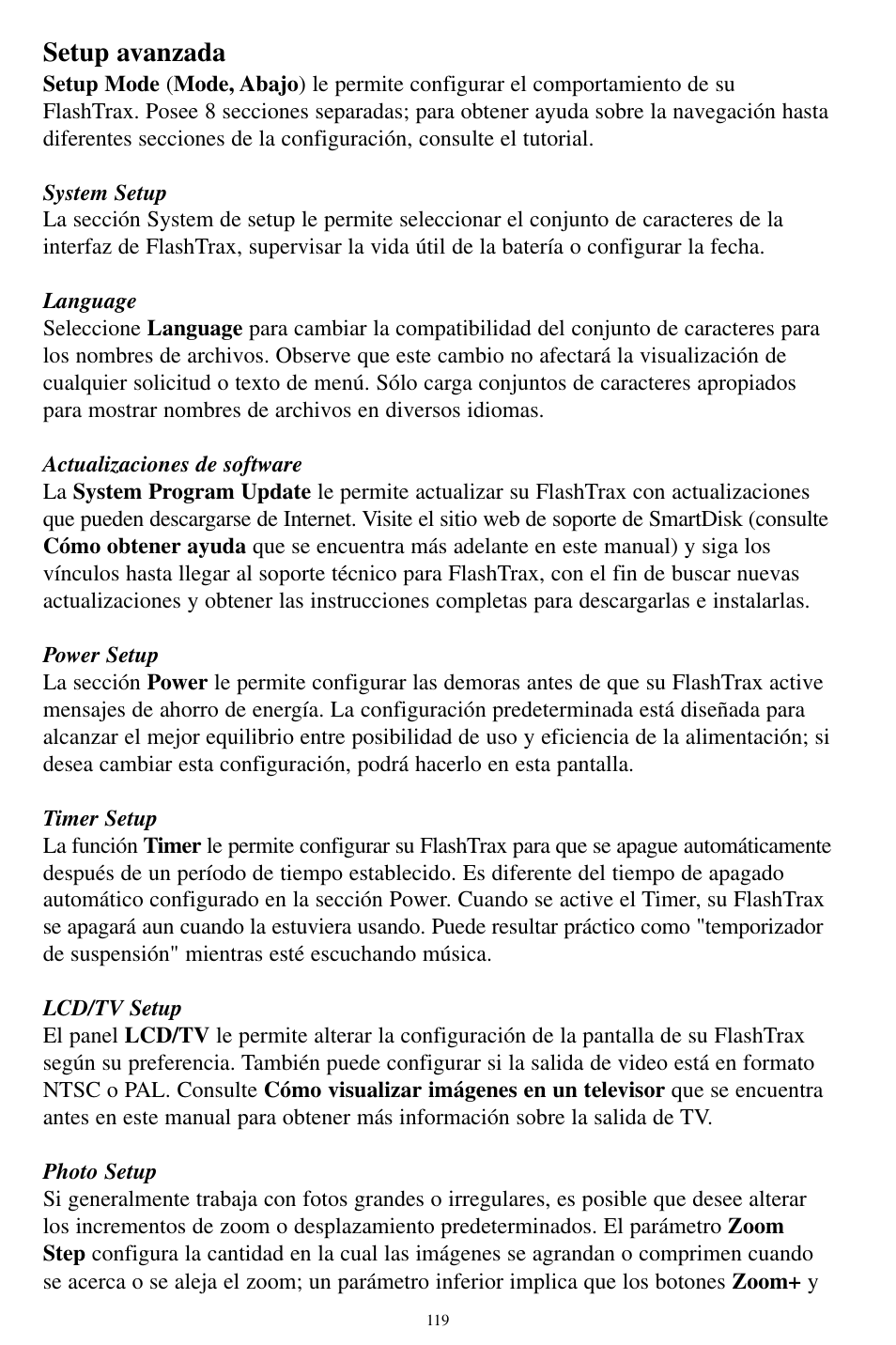 Setup avanzada | SmartDisk MP3 User Manual | Page 122 / 156