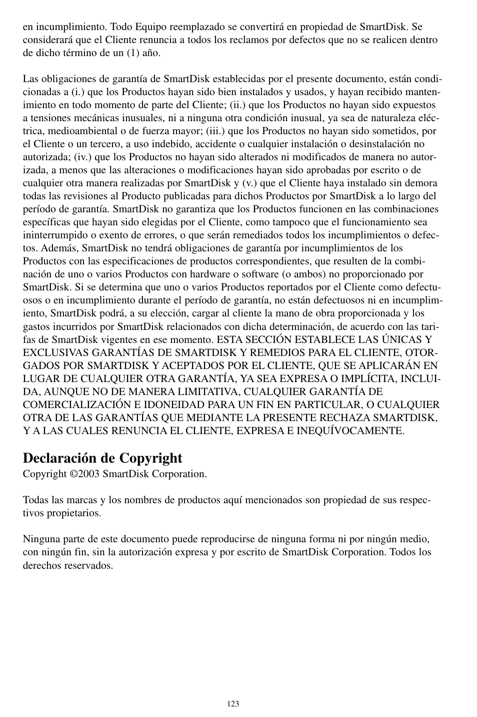 Declaración de copyright | SmartDisk MP3 User Manual | Page 126 / 156