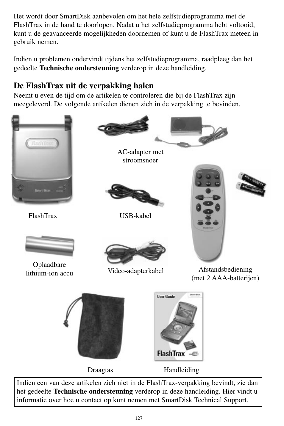 De flashtrax uit de verpakking halen | SmartDisk MP3 User Manual | Page 130 / 156