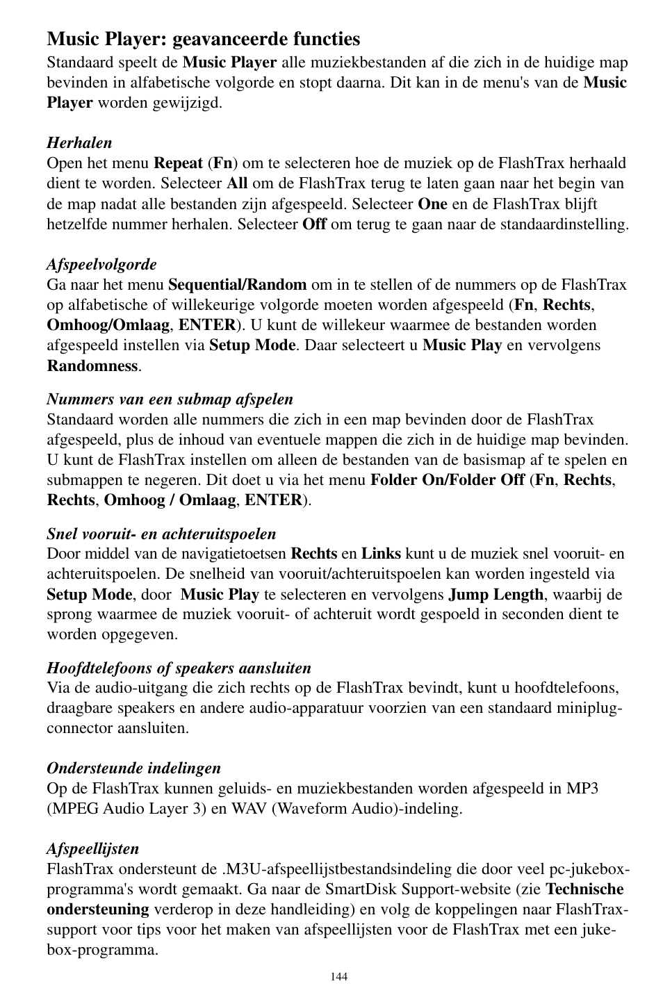 Music player: geavanceerde functies | SmartDisk MP3 User Manual | Page 147 / 156