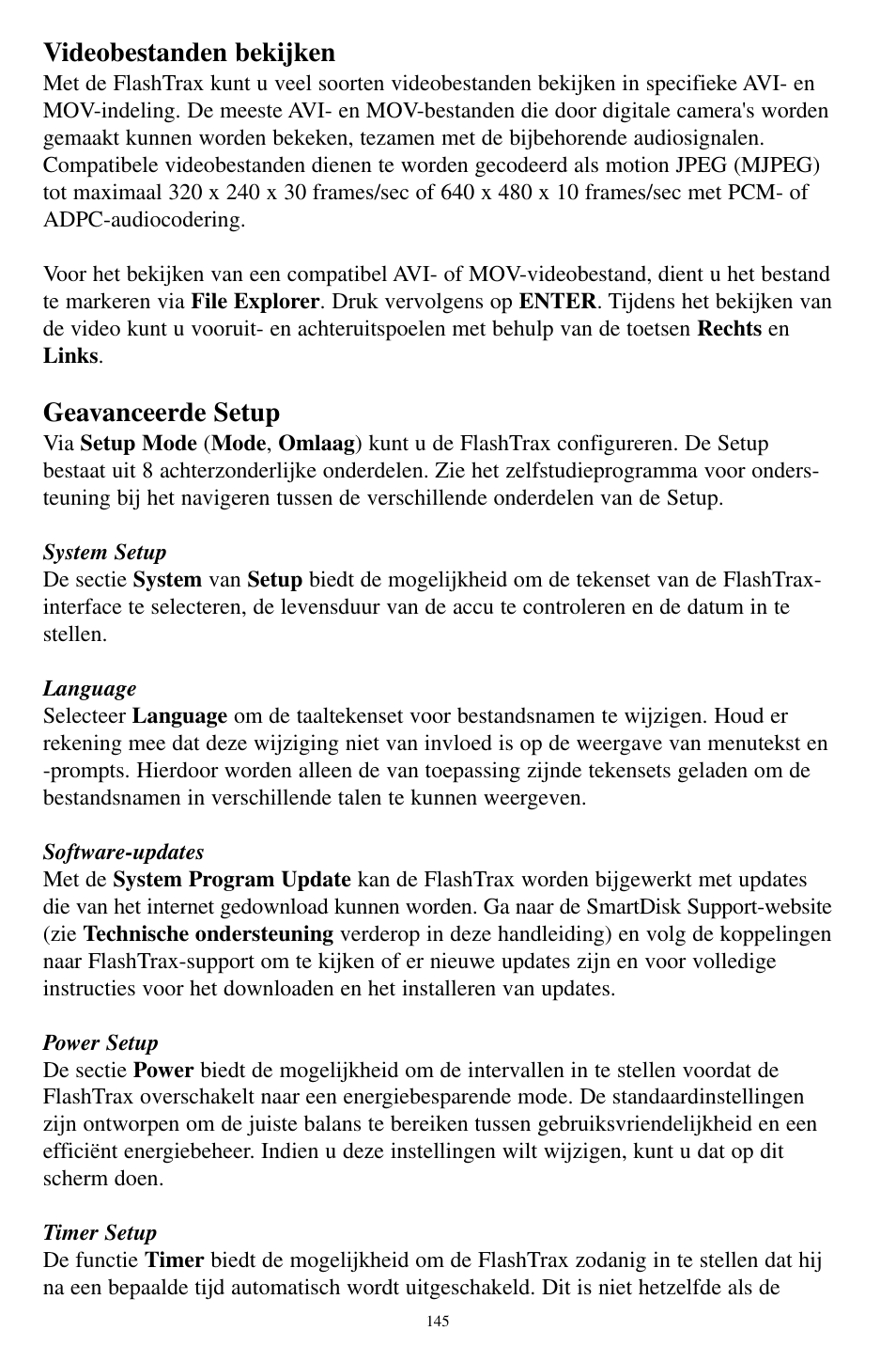Videobestanden bekijken, Geavanceerde setup | SmartDisk MP3 User Manual | Page 148 / 156