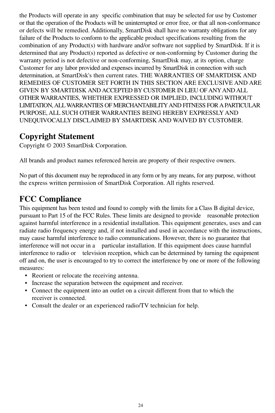 Copyright statement, Fcc compliance | SmartDisk MP3 User Manual | Page 27 / 156