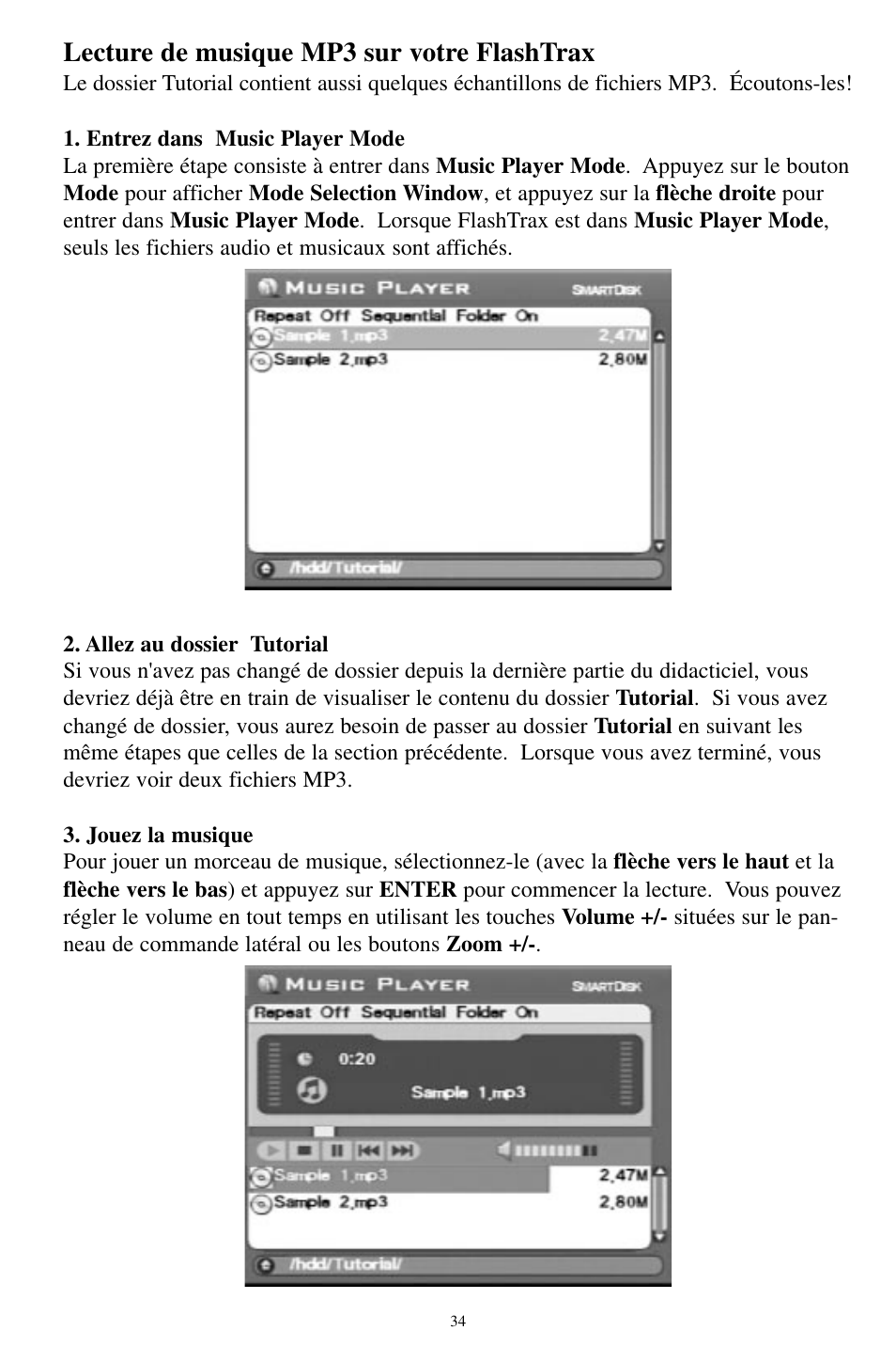 Lecture de musique mp3 sur votre flashtrax | SmartDisk MP3 User Manual | Page 37 / 156