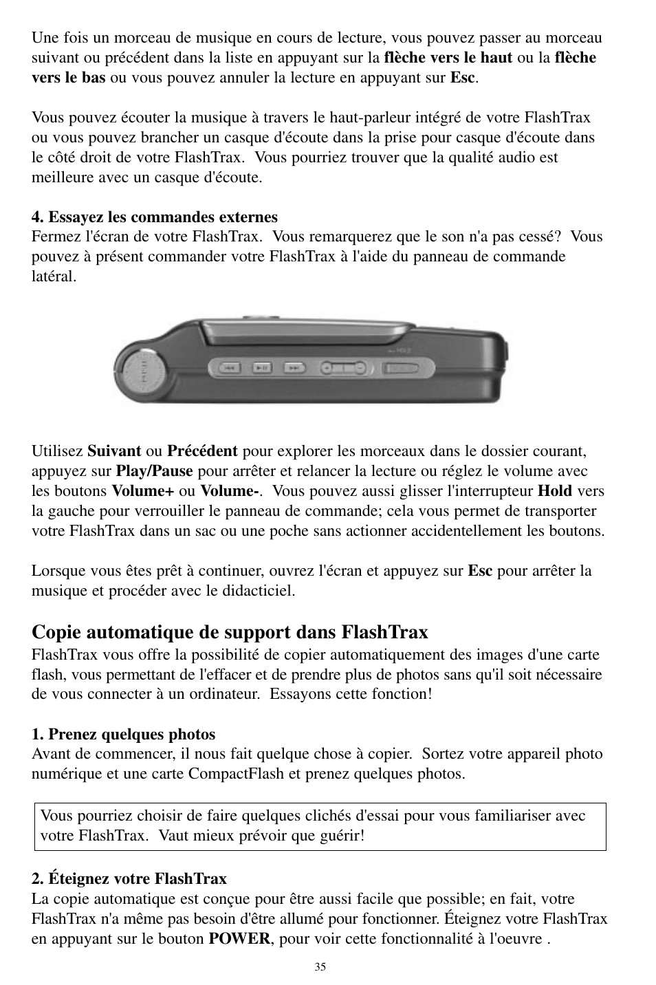 Copie automatique de support dans flashtrax | SmartDisk MP3 User Manual | Page 38 / 156