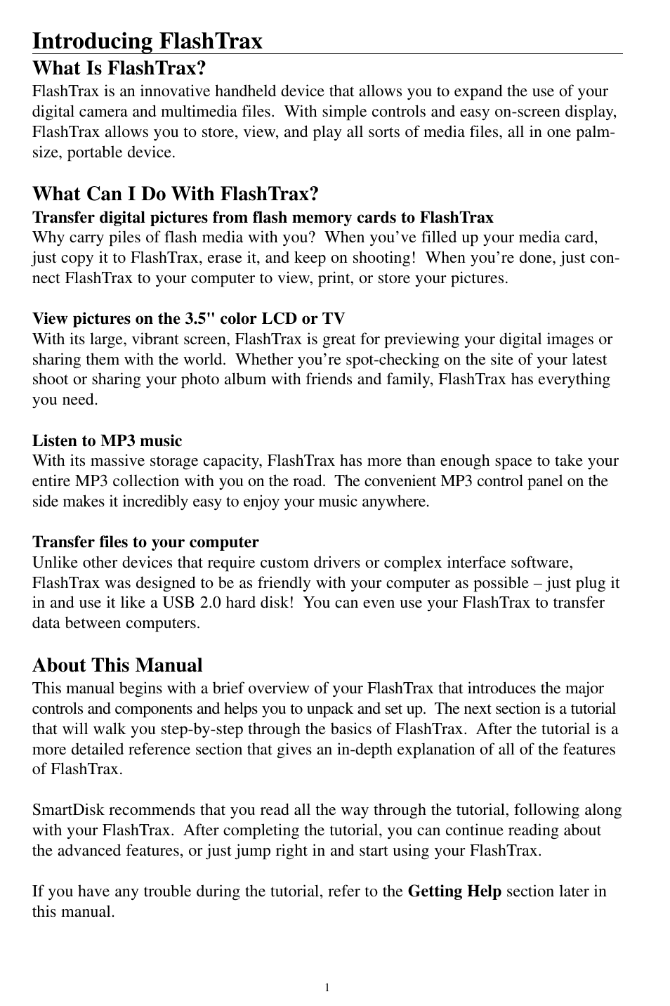 Introducing flashtrax | SmartDisk MP3 User Manual | Page 4 / 156