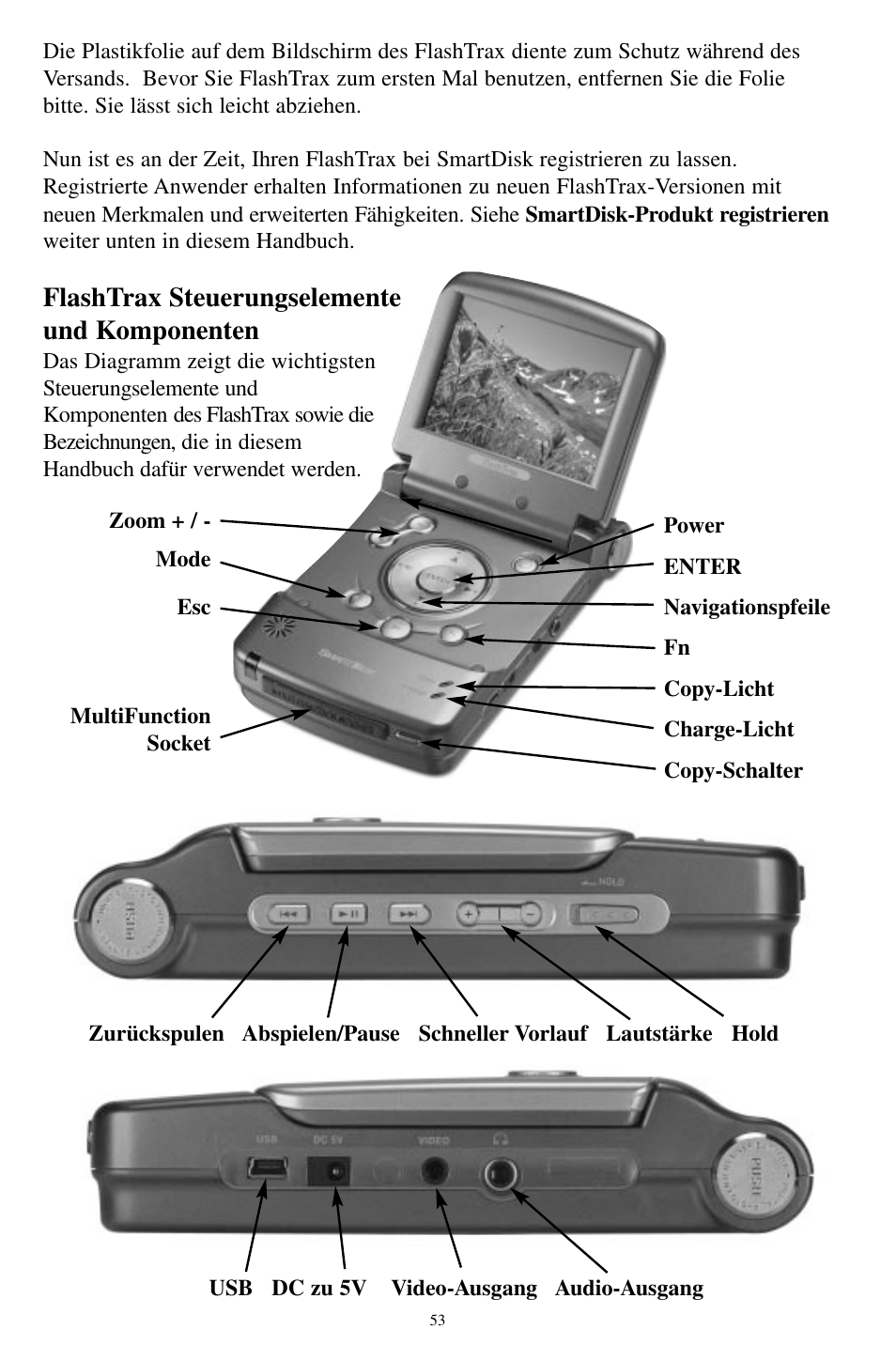 Flashtrax steuerungselemente und komponenten | SmartDisk MP3 User Manual | Page 56 / 156