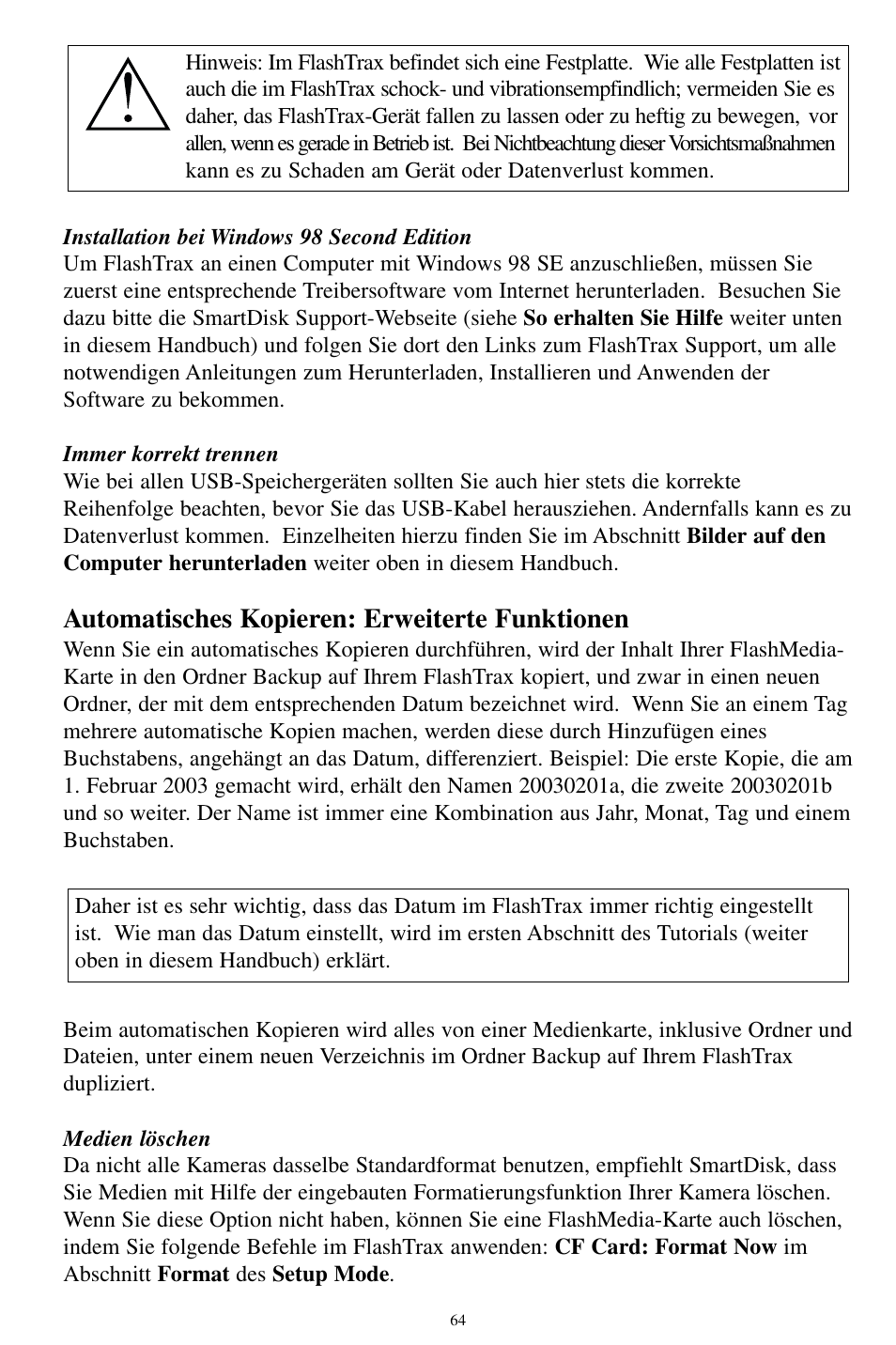 Automatisches kopieren: erweiterte funktionen | SmartDisk MP3 User Manual | Page 67 / 156