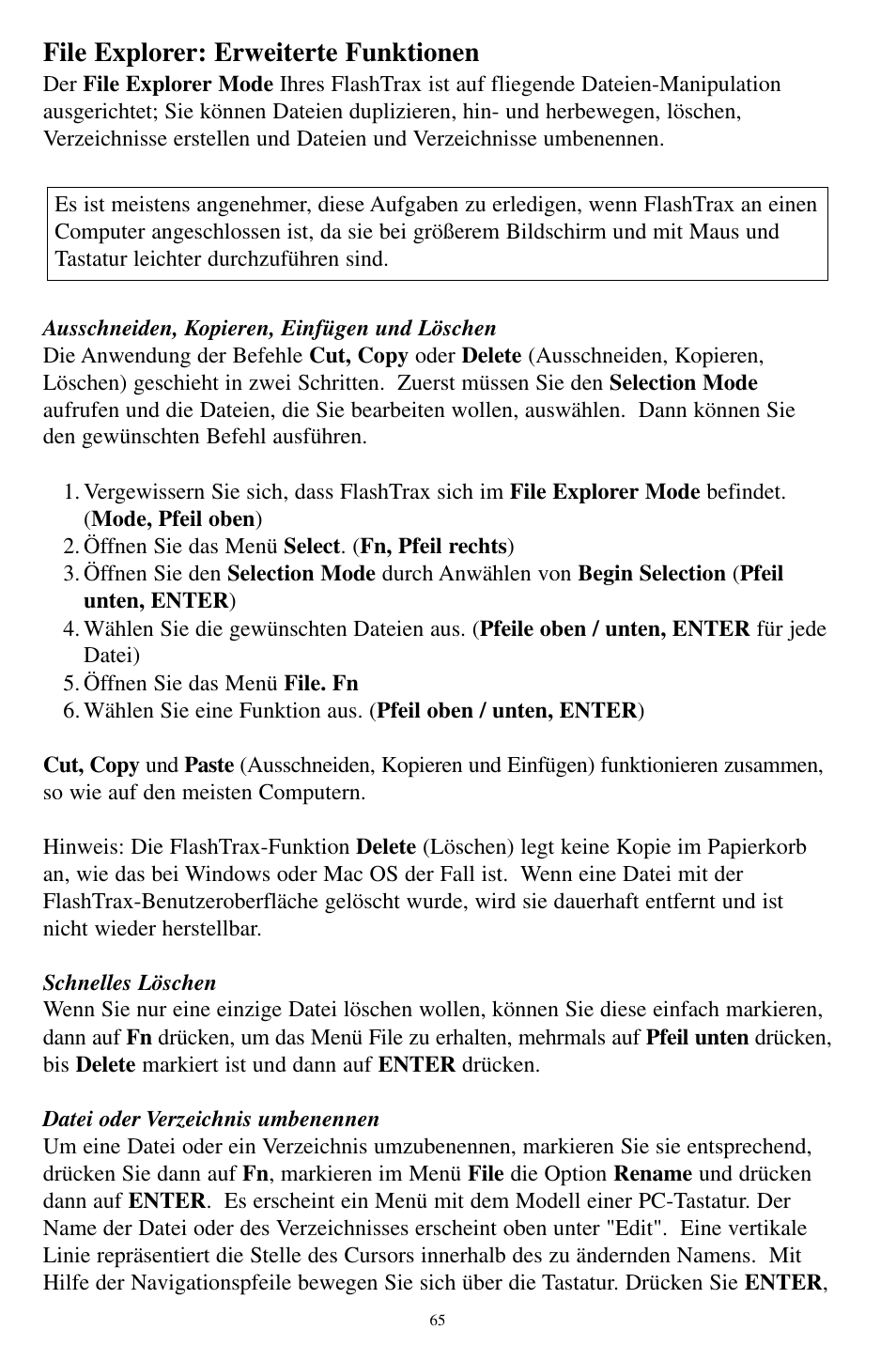 File explorer: erweiterte funktionen | SmartDisk MP3 User Manual | Page 68 / 156