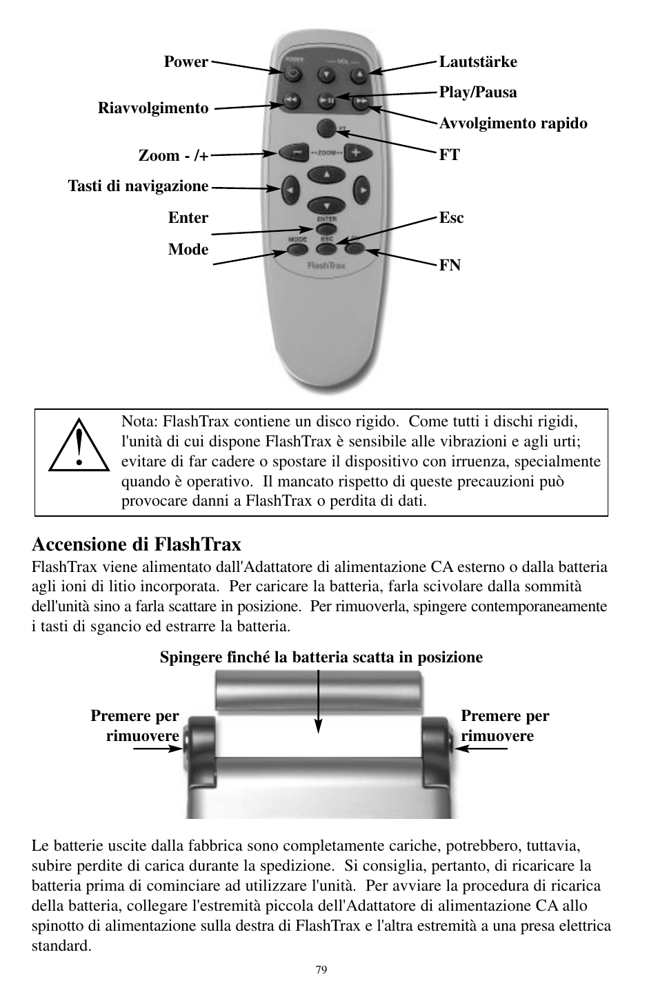 Accensione di flashtrax | SmartDisk MP3 User Manual | Page 82 / 156