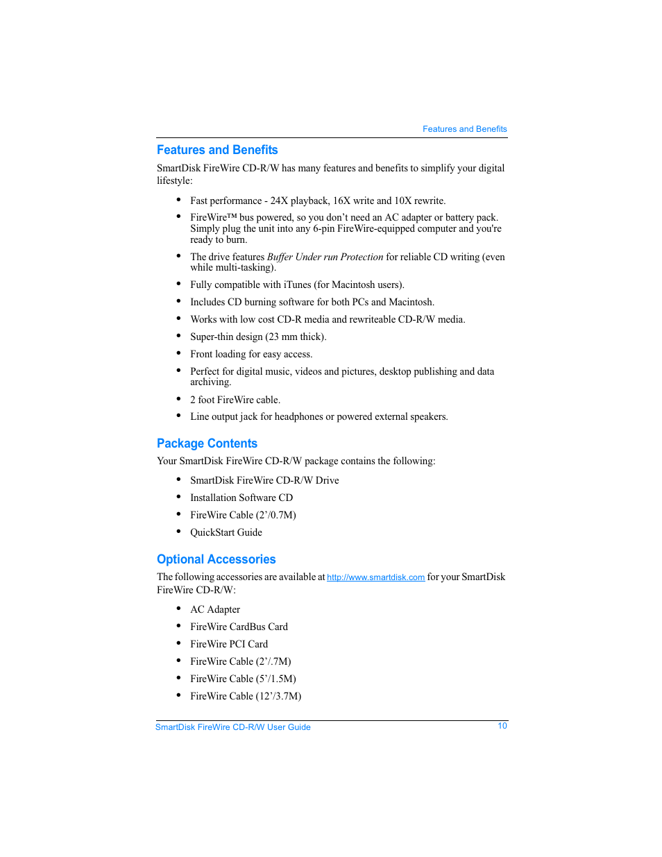SmartDisk Firewire CD-R/W User Manual | Page 10 / 29
