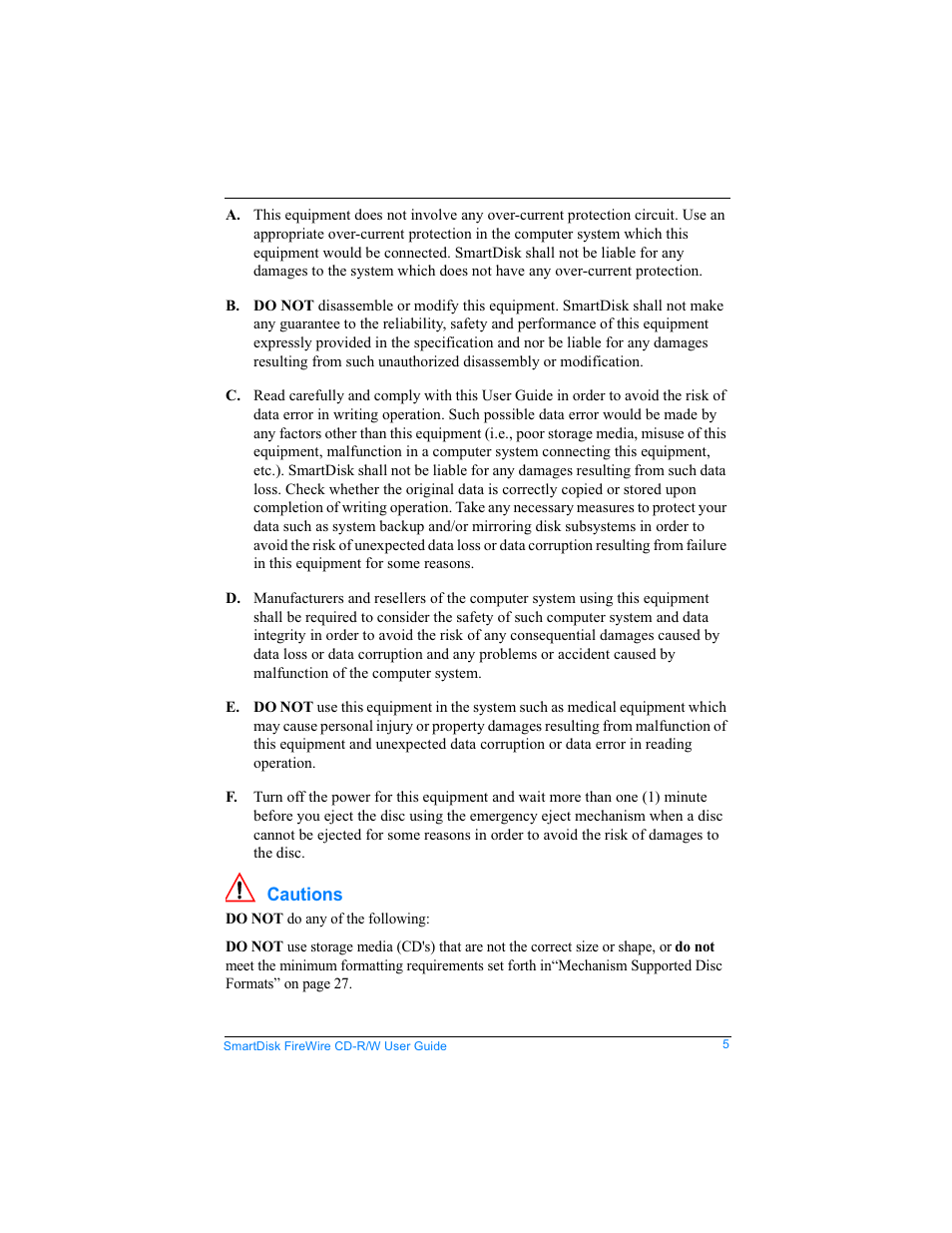 SmartDisk Firewire CD-R/W User Manual | Page 5 / 29
