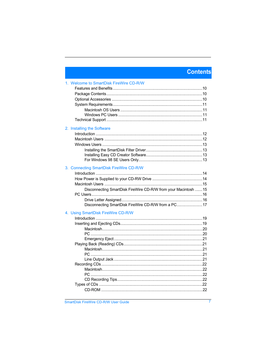 SmartDisk Firewire CD-R/W User Manual | Page 7 / 29