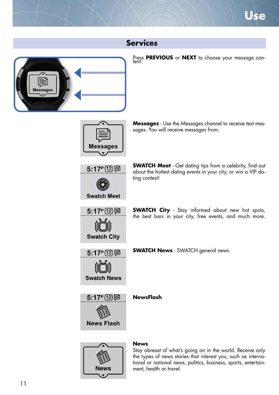 Services | Swatch Paparazzi NONE User Manual | Page 11 / 27
