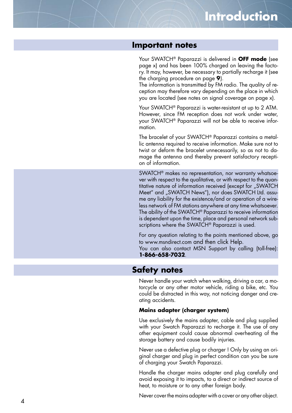 Introduction | Swatch Paparazzi NONE User Manual | Page 4 / 27