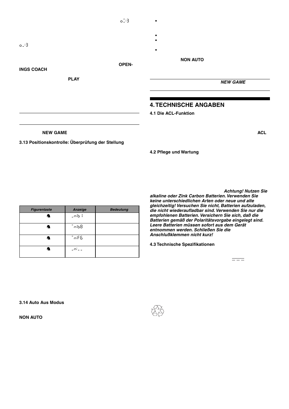 Technische angaben | Saitek Mephisto Talking Chess Trainer User Manual | Page 18 / 30