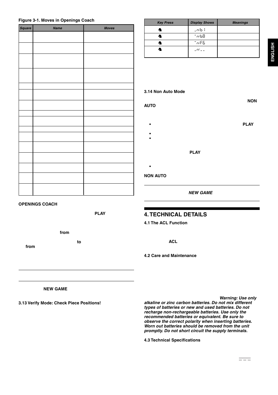 Technical details | Saitek Mephisto Talking Chess Trainer User Manual | Page 9 / 30