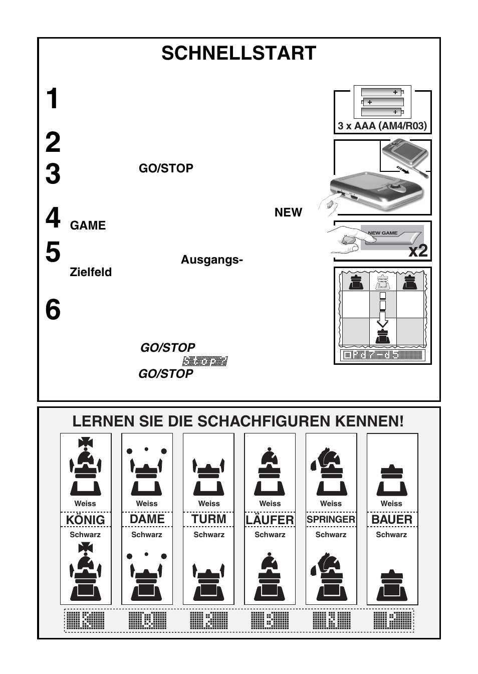 K` q` r` b` n` p, Schnellstart | Saitek Mephisto Maestro Travel Chess Computer User Manual | Page 34 / 209