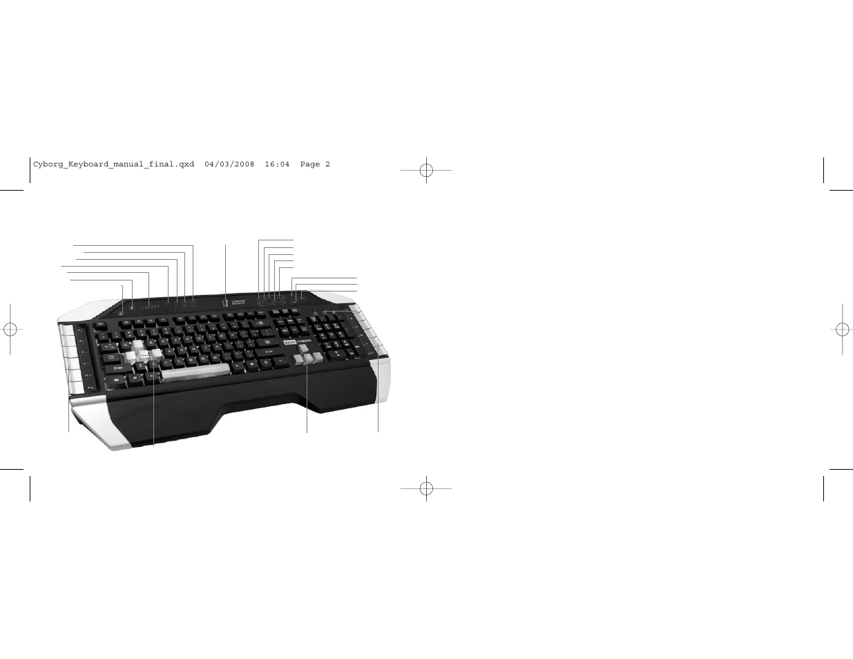 Saitek cyborg keyboard controls | Saitek Cyborg Keyboard User Manual | Page 2 / 17