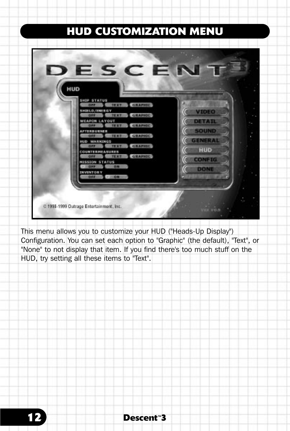 Hud customization menu | Saitek III User Manual | Page 13 / 66