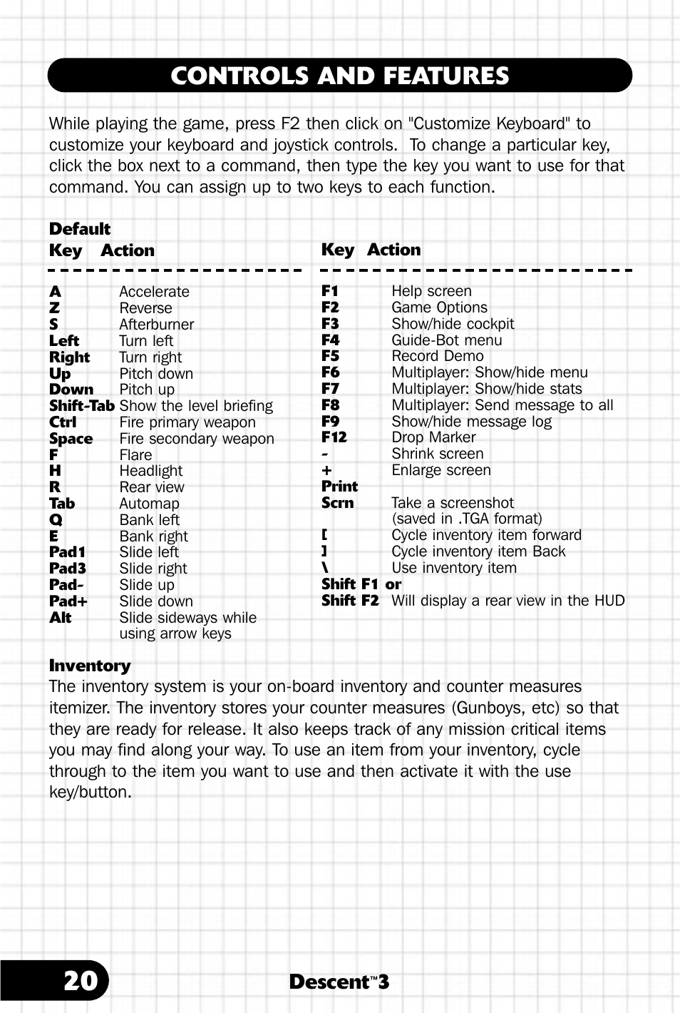 Controls & features, Controls and features, Descent | Saitek III User Manual | Page 21 / 66