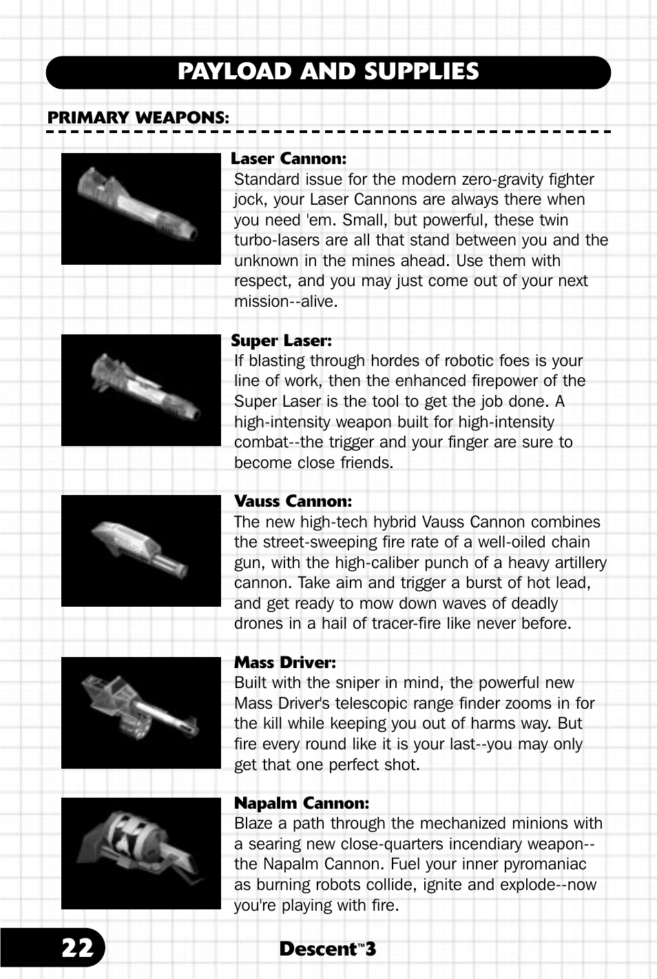 Payload & supplies, Payload and supplies | Saitek III User Manual | Page 23 / 66