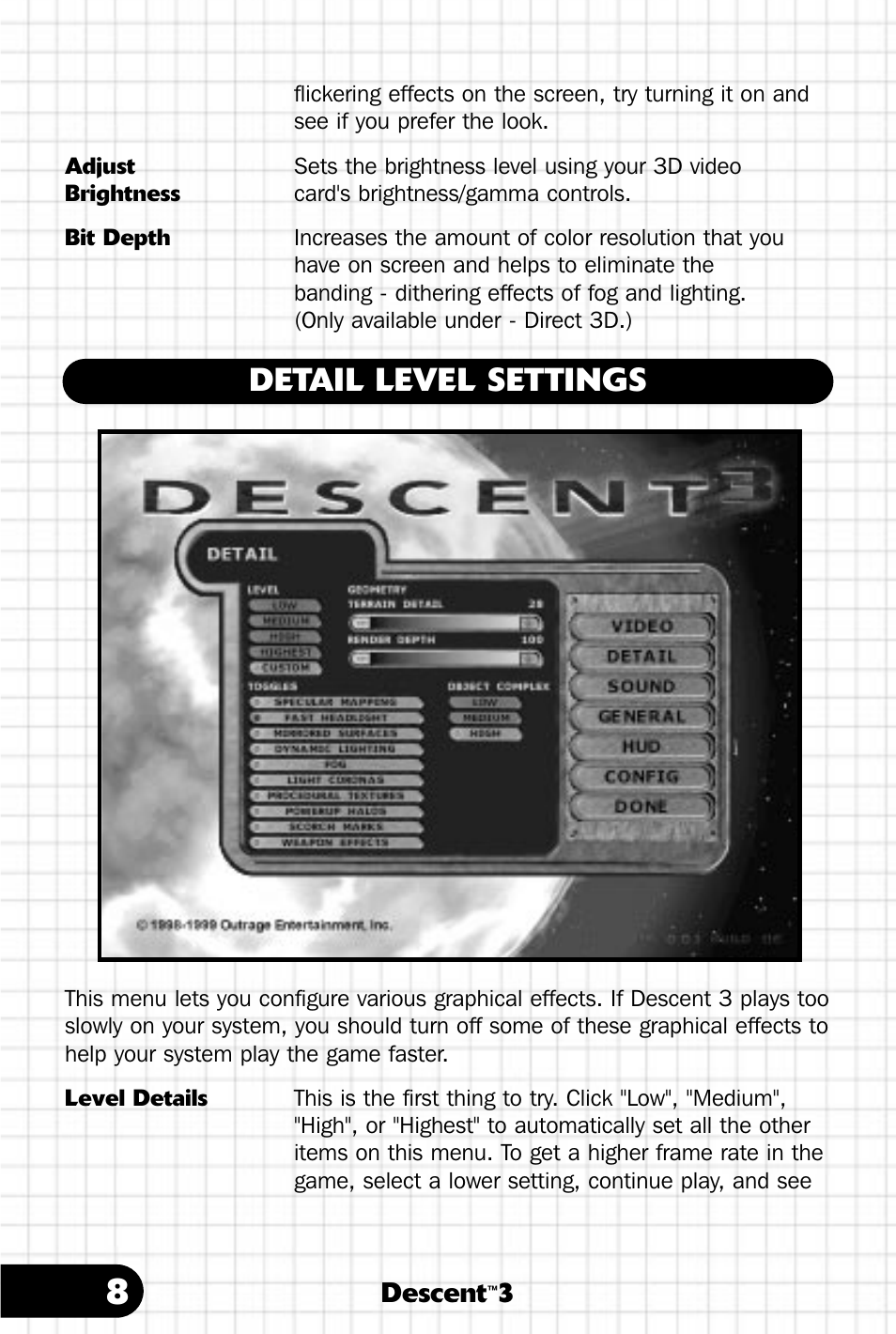 Detail level settings | Saitek III User Manual | Page 9 / 66