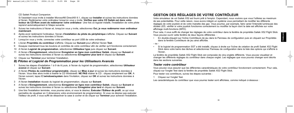 Gestion des rƒglages de votre contrïleur, Tester votre contr™leur | Saitek X52 User Manual | Page 19 / 77