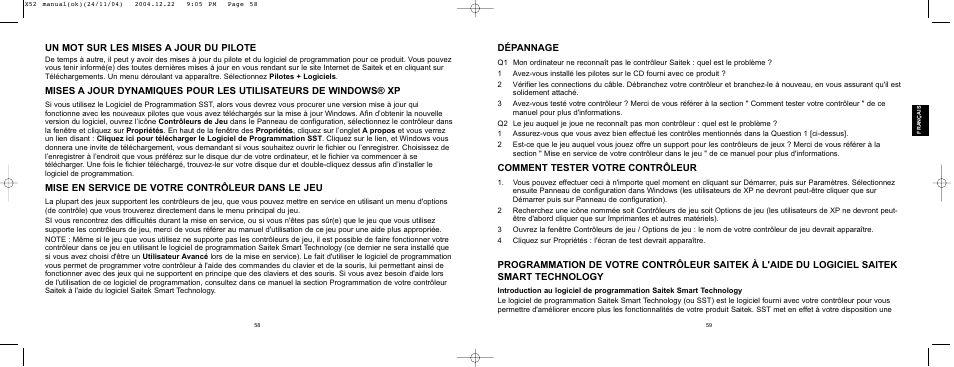 Dƒpannage, Comment tester votre contrïleur, Un mot sur les mises a jour du pilote | Mise en service de votre contrïleur dans le jeu | Saitek X52 User Manual | Page 29 / 77