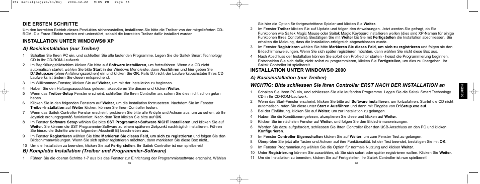 Die ersten schritte | Saitek X52 User Manual | Page 33 / 77