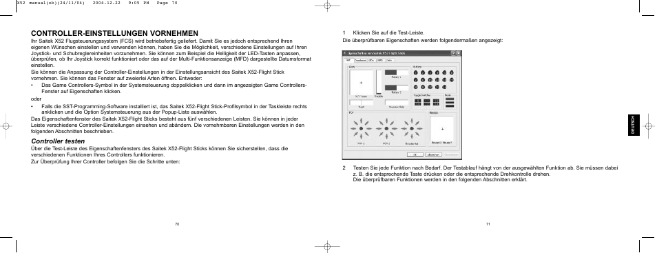 Controller-einstellungen vornehmen, Controller testen | Saitek X52 User Manual | Page 35 / 77